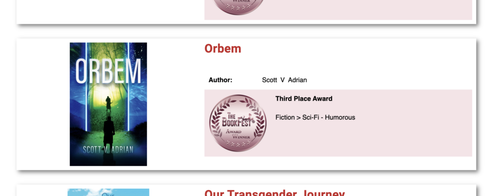 orbem third place award announcement card
